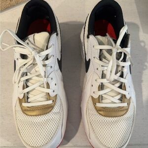 Nike White and Gold Air Max Excee Athletic Sneakers